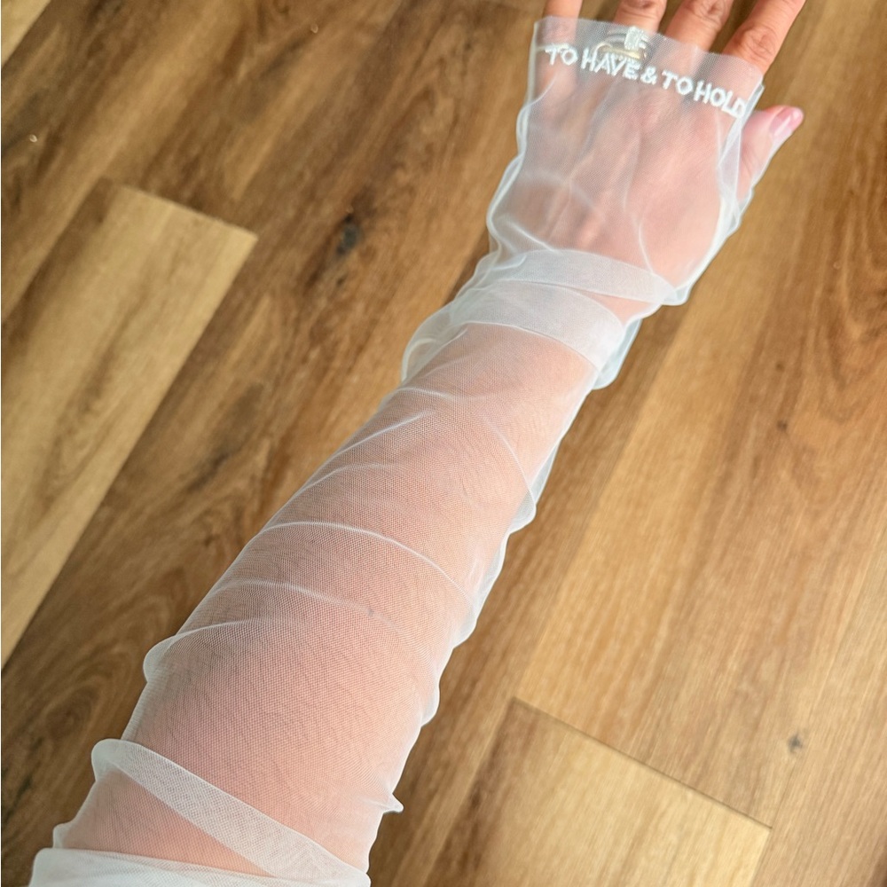White Sheer fingerless wedding bridal gloves